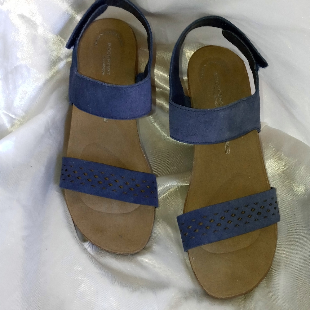 ❌SOLD❌   Rockport Blue Cork Wedge Sandal 9 - Picture 2 of 12